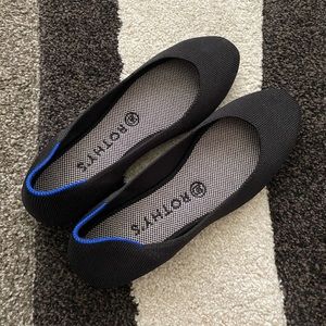 BLACK ROTHYS ROUNDED SQUARE FLATS
